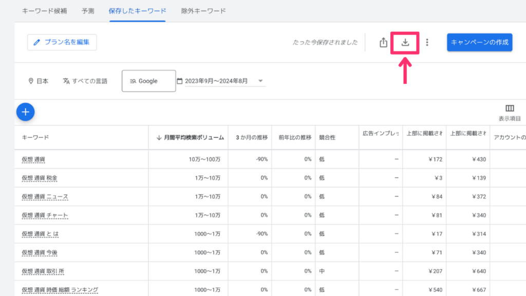 データのダウンロード