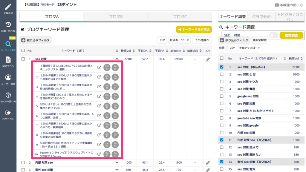 BLOGAIでドメインパワーを確認